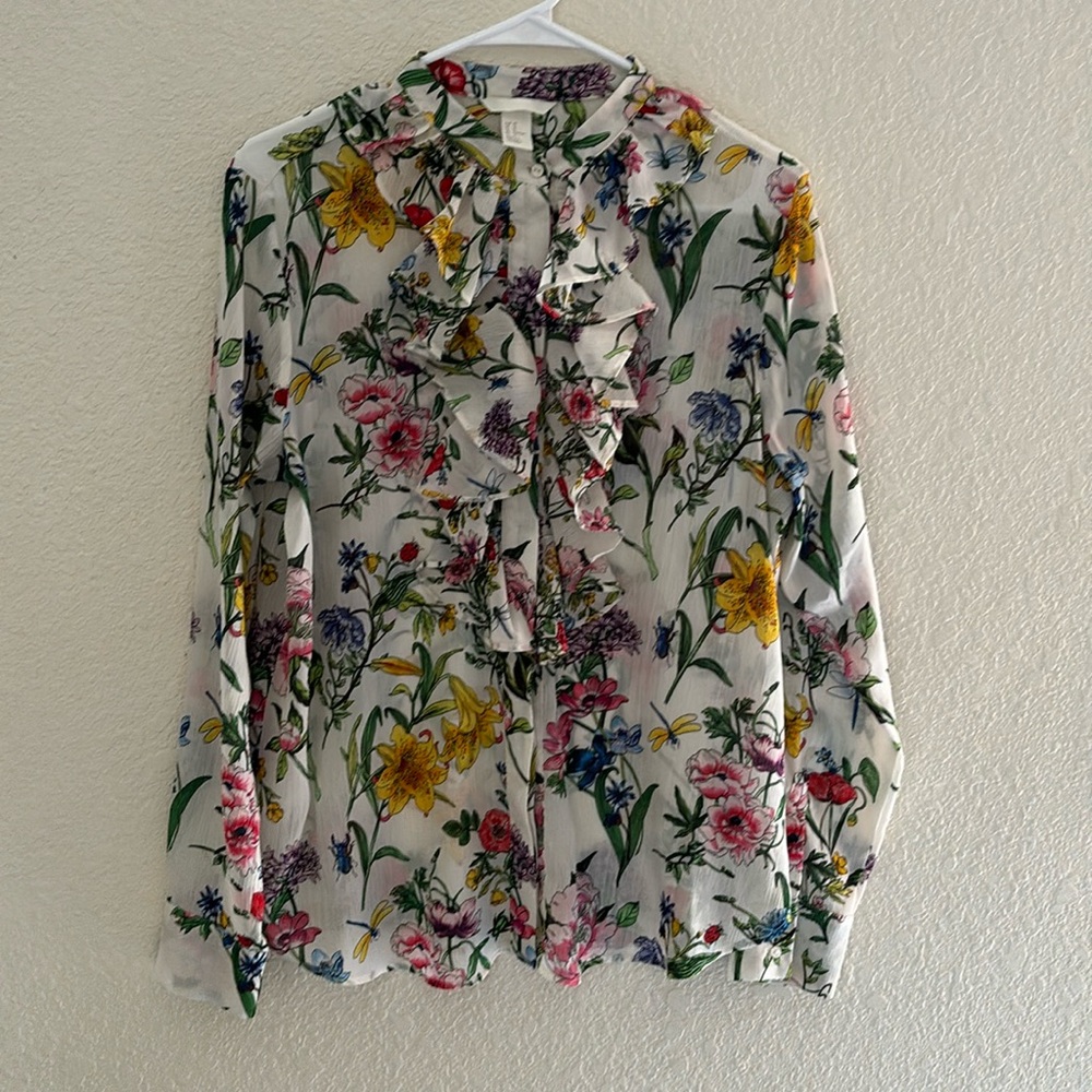 H&M flowered button-down blouse